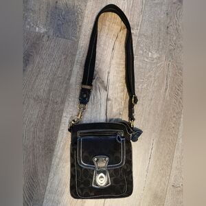 Coach Black Monogram Turn-Lock Crossbody Messenger Bag
